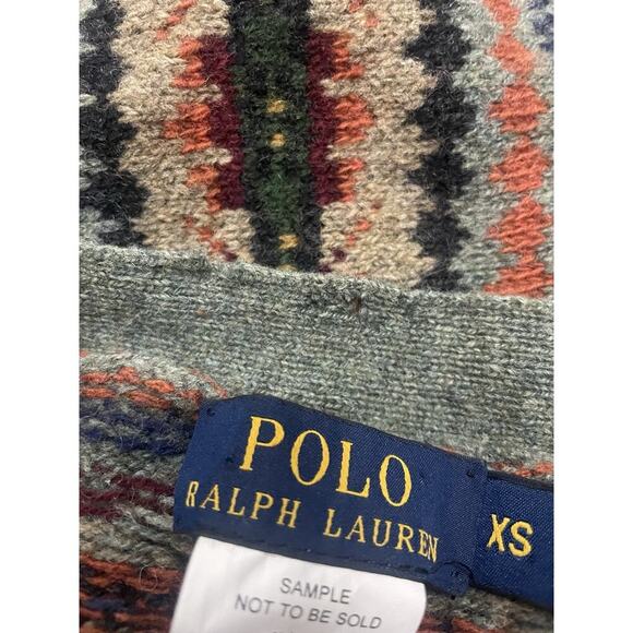 Polo Ralph Lauren Cardigan Sweater Fair Isle Wool Vintage Button Front Nordic XS - Picture 6 of 6